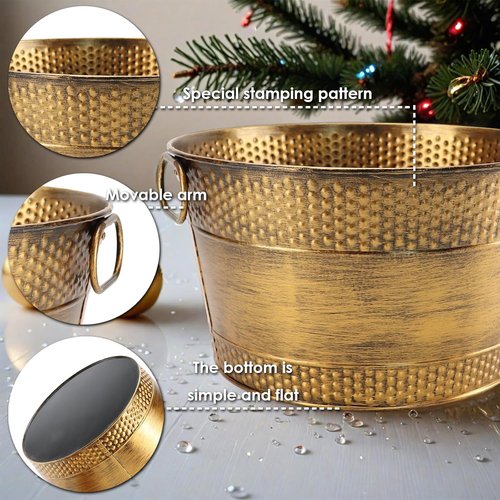Metal Ice Bucket Galvanized Beverage Tub, Drink Buckets Large Cooler for Wine Beer Champagne Cocktails for Catering, Bars, Parties, Outdoor Events 2PCS Copper Upgrape (Copper-2PCS)