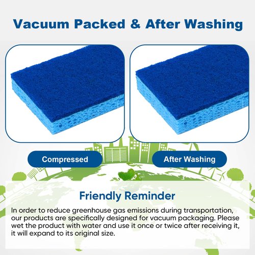 HOMEXCEL Sponges Kitchen 24pcs, Non-Scratch Scrub Dish Sponge Safe on Non-Stick Cookware, Dual Sided Cleaning Sponges for Kitchen, Household, Bathroom and More