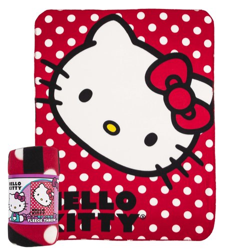 Northwest Sanrio Hello Kitty Polka Dot Kitty Fleece Throw Blanket, Soft, 45 x 60Inches, Multi Color