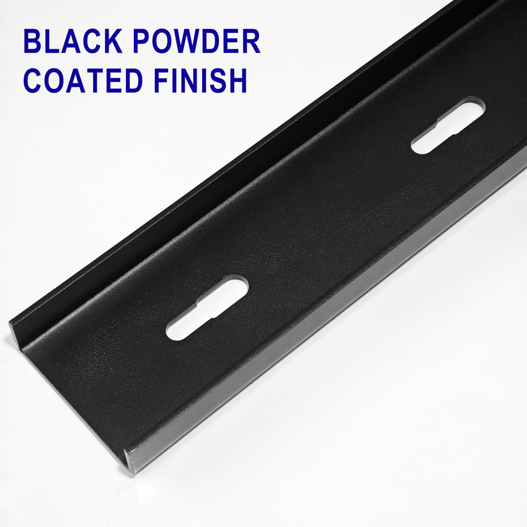 ICITYWALL 2 Pack 32" L x 3" W C Channel Steel Support, 3/4" Leg, Metal Support Bracing Hidden C Bracket for Table Top Live Edge Slab Woodworking, Black Coat Finish 6 Holes, Inserts & Bolts Included