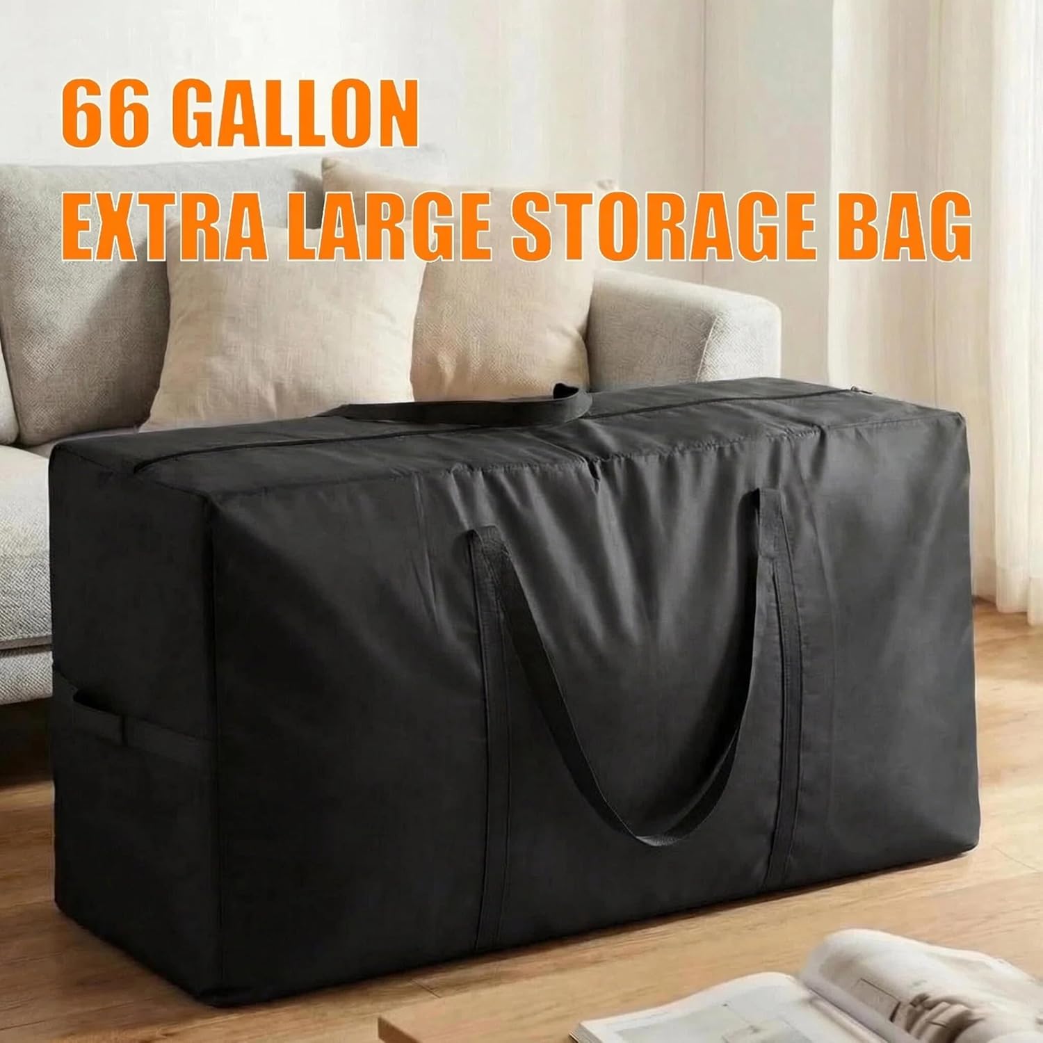 XXL Storage Bags by [Brand Name] - 66 Gallon Extra Large Moving Totes with Zippers & Side Handles | Black