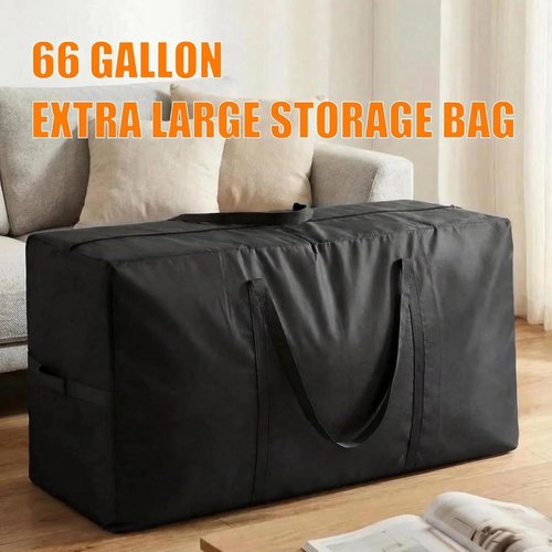 66 Gallon Extra Large Storage Bags by [Brand Name] - Jumbo Moving Totes with Zippers & Handles | Space-Saving Organization (Black)