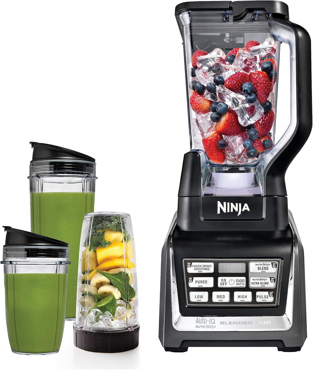 Ninja BL642 Nutri Ninja Blender - 1200W Auto-iQ, 72 oz. Pitcher & 3 To-Go Cups for Smoothies - Black