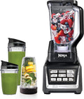 Ninja BL642 Nutri Ninja Blender - 1200W Auto-iQ, 72 oz. Pitcher & 3 To-Go Cups for Smoothies - Black