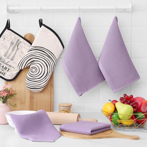 Homaxy 100% Cotton Dish Cloths - Ultra Soft, Absorbent & Quick Drying | 12x12 Inches, 6-Pack, Lavender