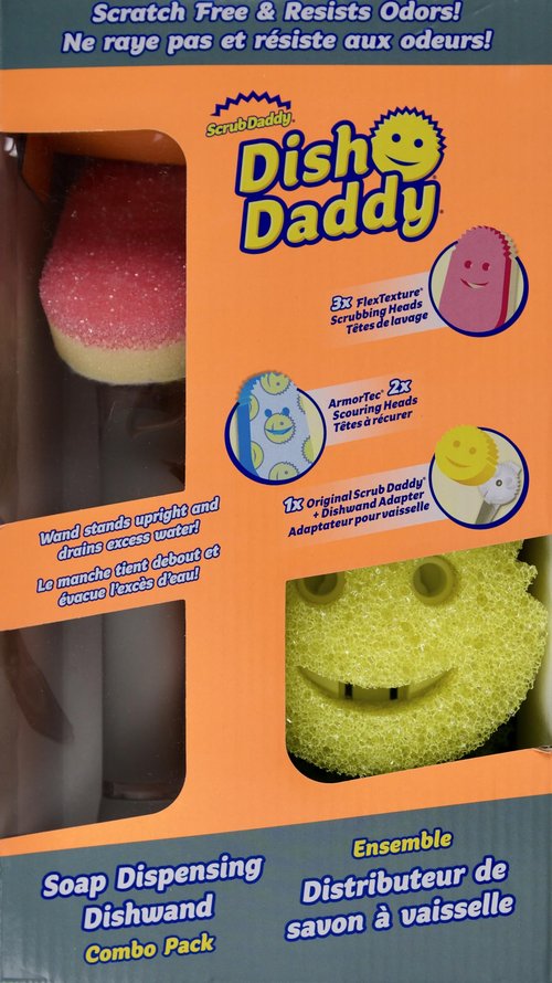 Scrub Daddy Dish Daddy Soap Dispensing Dish Wand Sponge, Combo Pack