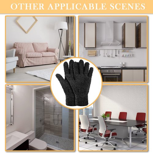 Bencailor 4 Pairs Microfiber Dusting Gloves Washable Reusable Cleaning Gloves Mittens for Plants House Cleaning Car Blinds(Purple, Blue, Rose Red, Black,M)