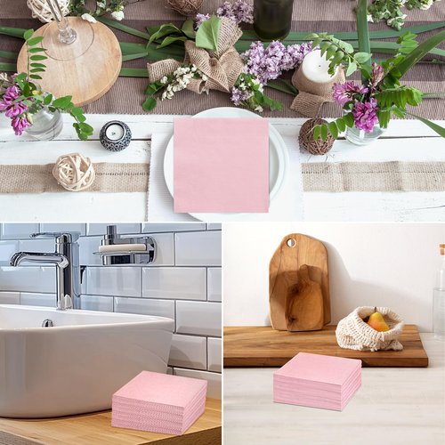 NatNarr 120 Pcs Cocktail Napkins Pink Mothers Day Napkins Disposable Light Pink Dessert Beverage Party Napkin for Girls Birthday, Bridal Baby Shower, Mothers Day, 5 x 5 Inch