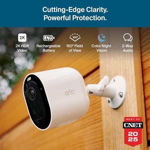 Arlo Pro 2K HDR Security Camera - Wireless Outdoor, Rechargeable Battery, 1-Month Secure Trial | 2-Pack, White