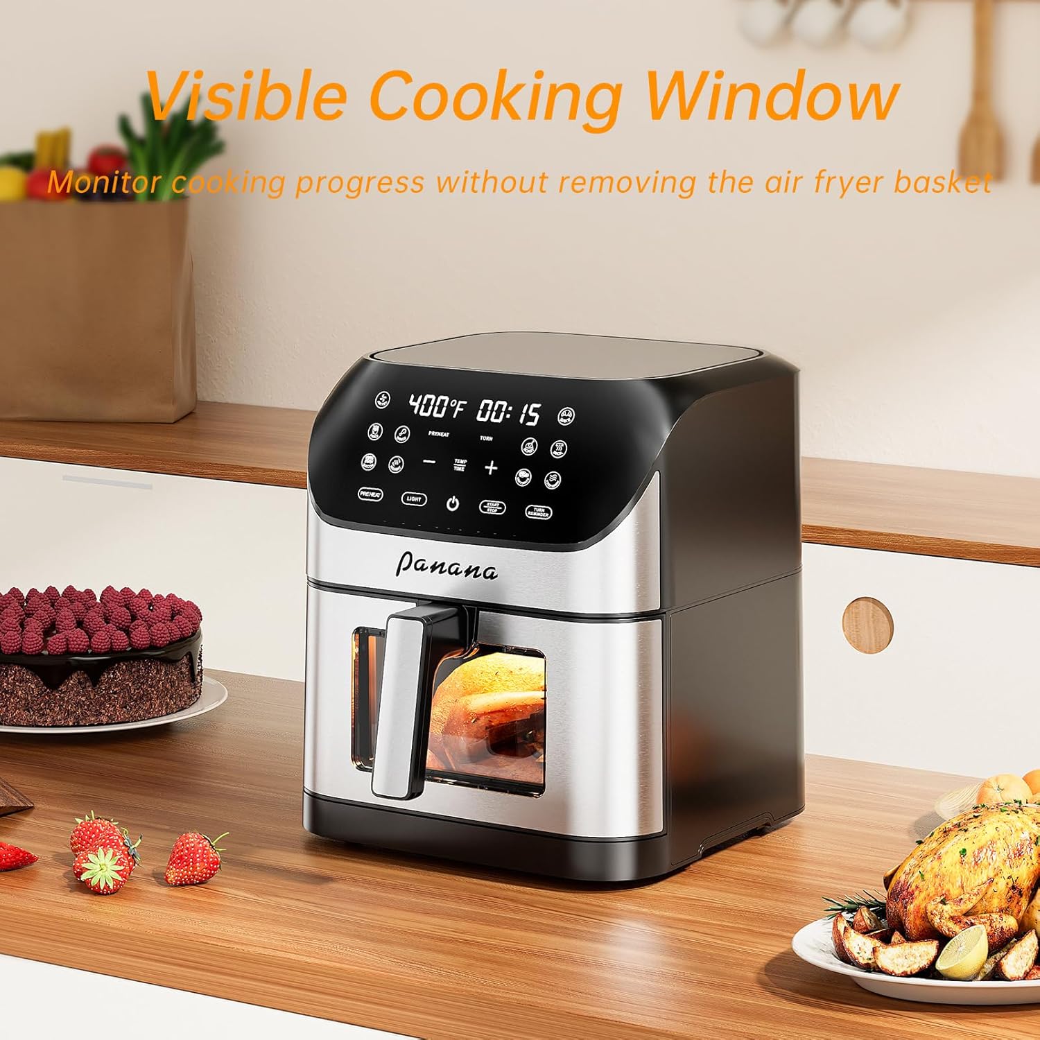 Panana Air Fryer 8.5QT - Quick & Easy Cooking with 10 Presets, LED Display & Touch Control