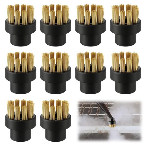 HappyAlley 10 Pack Brass Brushes Compatible with Dupray Steam Cleaner, Brass Cleaner, Steam Clean Brush Head Attachments, Wire Brushes for Cleaning, Multi Surface Cleaning Accessories