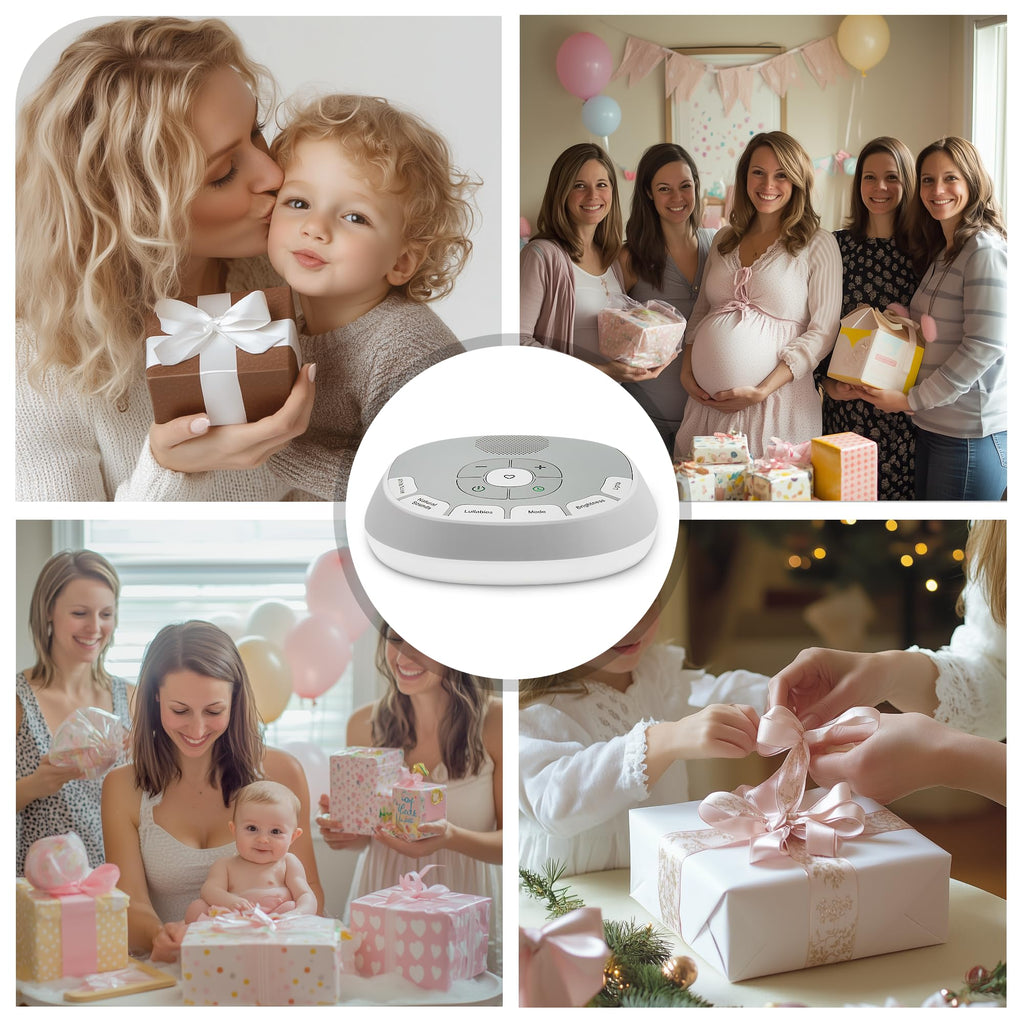 White Noise Sound Machine Baby | 20 Soothing Sounds and Night Light for Sleep and Relaxation | Heartbeat Sensor Mimics Mom’s Heartbeat for Newborns | Adjustable Volume and Auto-Off Timer (White)