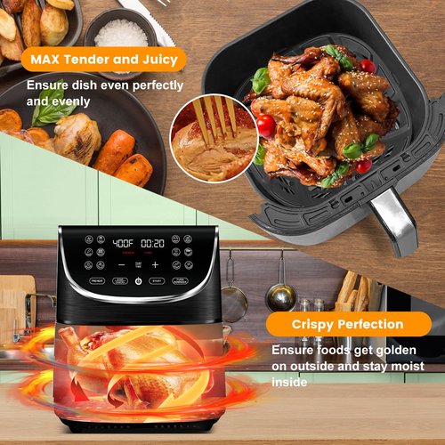 Air Fryer Grill Pan for Gourmia GAF716 GAF798 7QT AirFryer, Nonstick 8.97''*8.97'' Air Fryer Replacement Parts Accessories Rack Tray Grill Plate Crisper Plate，Dishwasher Safe