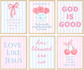 Coquette Bow Wall Art Decor - Inspirational Christian Posters for Teens | Set of 6, 8 x 10 Inch (Unframed)