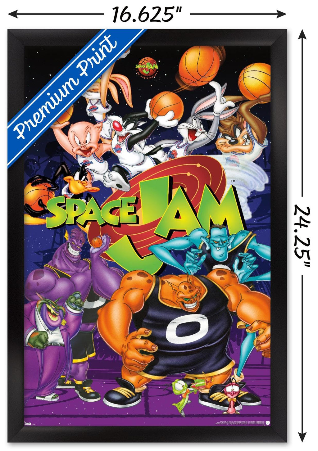 Trends International Looney Tunes: Space Jam - Collage Wall Poster, 14.725" x 22.375", Black Framed Version