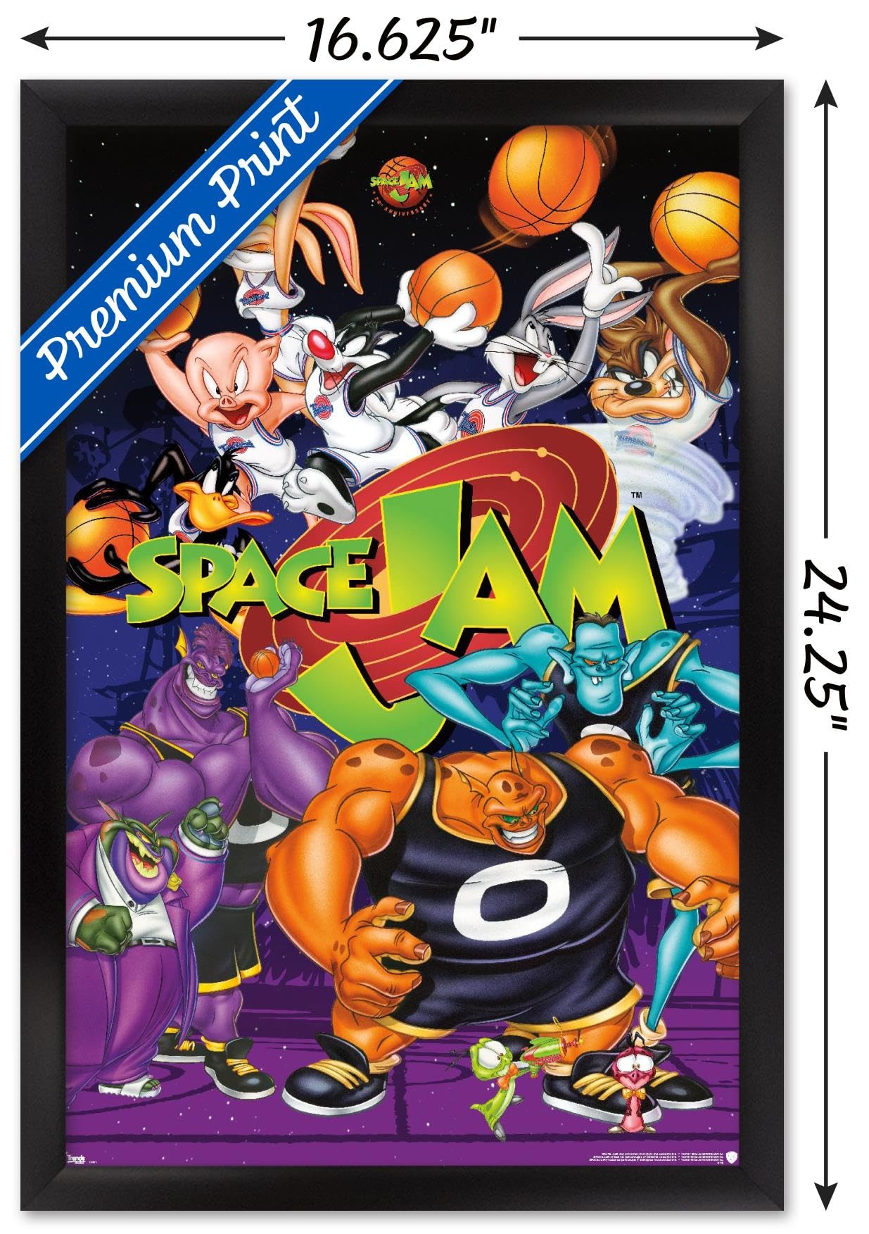 Trends International Looney Tunes: Space Jam - Collage Wall Poster, 14.725" x 22.375", Black Framed Version