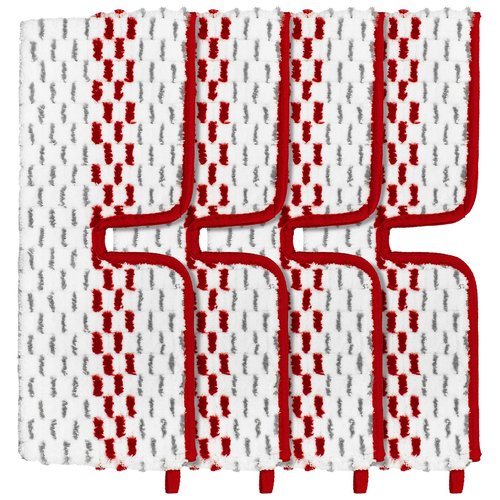 Microfiber Spray Mop Pads - Compatible with Promist MAX, Double Sided Replace Head for Dry/Wet Floor Cleaning Usable (4 Pack Red)