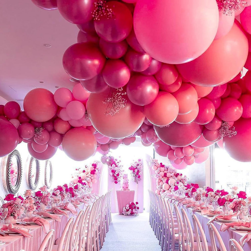 PartyWoo Hot Pink Balloons - 140-Piece Balloon Arch Kit | Various Sizes for Baby Showers & Birthdays