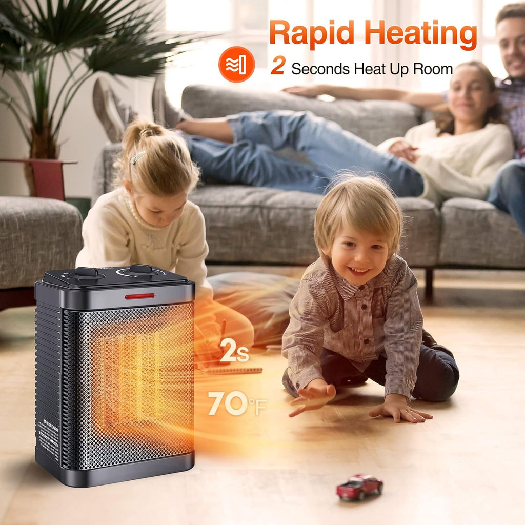Regine Switzerland 1500W PTC Ceramic Space Heater - Rapid 2S Heating, 3 Modes, Safety Features | Ideal for Bedroom & Office