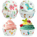 Glavatrix Dinosaur Cupcake Liners,100 Counts Cartoon Dinosaur Muffin Liner Standard Paper Baking Cup Cupcake Wrappers for Baby Shower Gender Reveal Jungle Animal Themed Birthday Party Candy Cake Decor