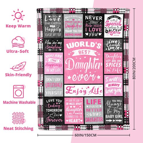 Easter Basket Stuffers for Teen Girls - Daughter Birthday Gifts from Mom Dad - World's Best Daughter Ever Gifts - Mothers Day Graduation Presents for Daughters Adult - Daughters Life Blanket 60"x80"