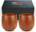 Handcrafted Wooden Whiskey Glasses Gift Set for Men – Set of 2 Old Fashioned Bourbon Cups with Luxury Gift Box | Break-Resistant, Unique Wood Grain | Idea Gifts for Father, Husband & Whiskey Lovers