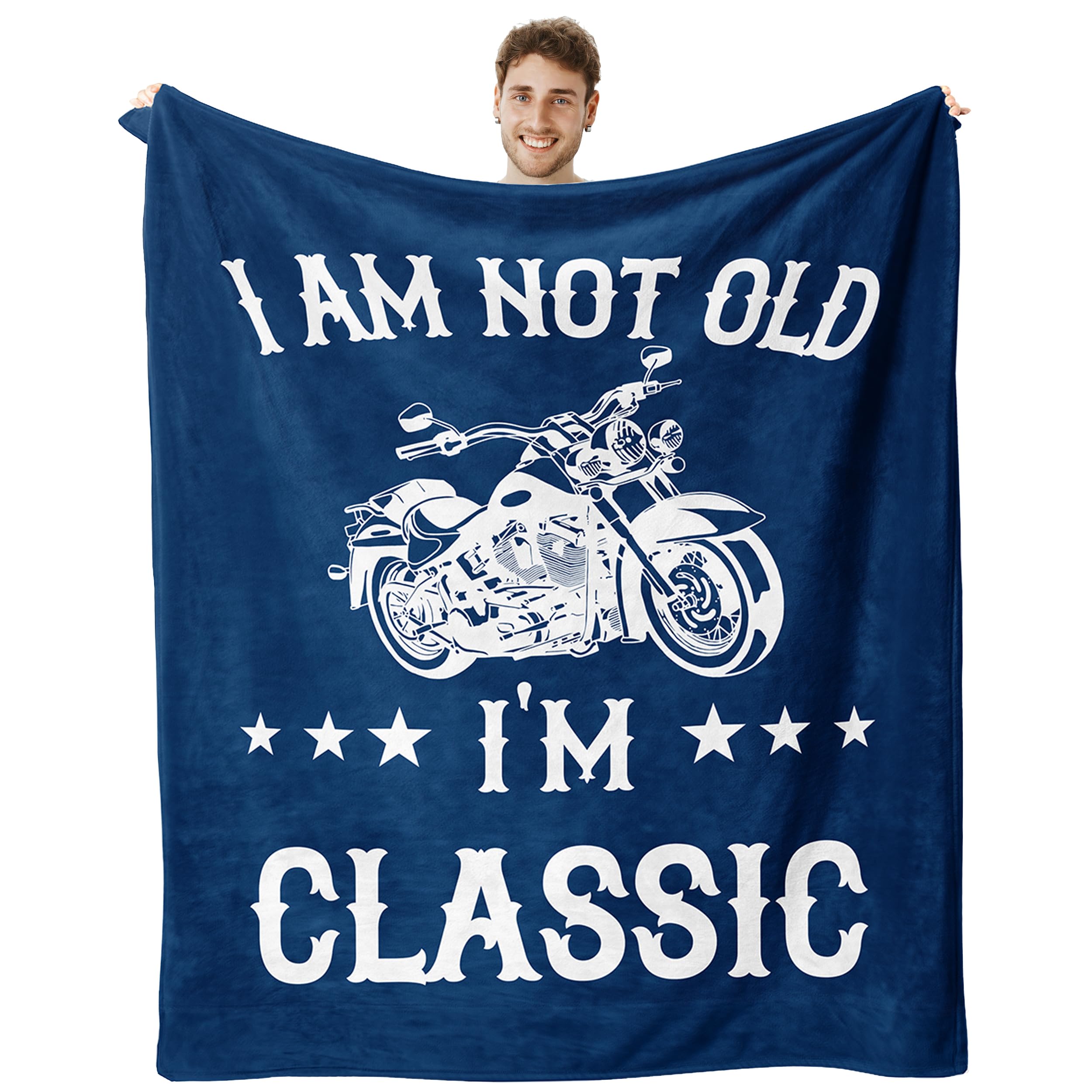 Zlomjro Funny Gift for Old Men, Birthday Gift for Elderly Men, Dad Birthday Gifts, Retirement Dad Blanket, Gag Gifts Ideas for Husband/Grandpa, I'm Not Old I'm Classic Throw Blanket 60"X50"