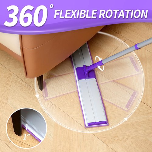 IVYROLL 24" Microfiber Mop for Floor Cleaning, Dry and Wet Floor Mop for Hardwood, Laminate, Tile, Vinyl, with 4 Washable Reusable Microfiber Pads
