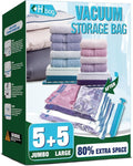 HIBAG Vacuum Storage Bags - 10 Jumbo & Large Space Saver Bags for Clothing & Bedding, Zipper Closure
