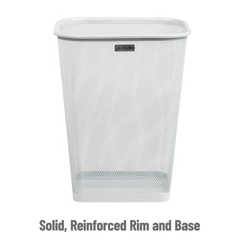 Mind Reader Mesh Trash Can, Square Wastebasket for Office or Home, 5 Gallon Capacity, Metal Mesh, Set of 2, White