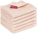 Skiennix Kitchen Dish Cloths - 100% Cotton Waffle Weave, Ultra Soft & Absorbent | 6-Pack, Beige, 12x12 Inches
