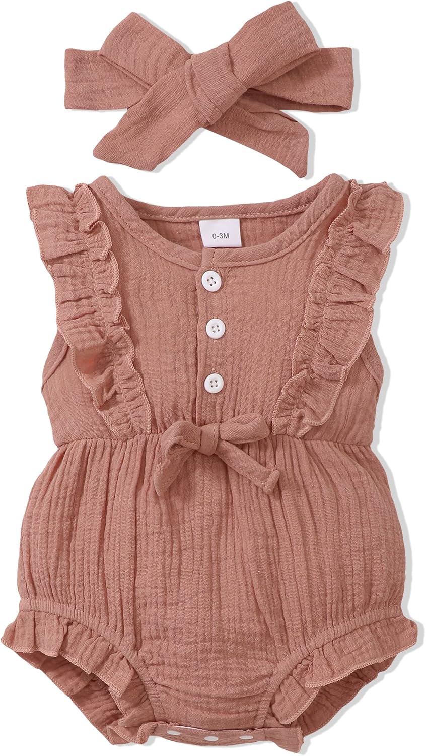 Renotemy Newborn Baby Girl Romper - Summer Short Sleeve Jumpsuit | Cute & Comfortable Outfit