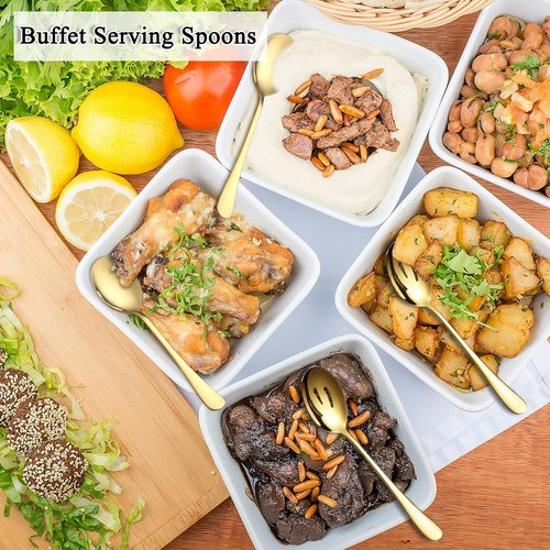 ReaNea Stainless Steel Serving Set - 4 Pieces incl. 2 Spoons, 2 Slotted Spoons, Dishwasher Safe