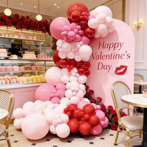 EICUECUE Valentines Day Balloons Garland Arch Kit - 165Pcs Different Size Red Pink Hot Pink Latex Balloons for Valentine's Day Galentine's Day Engagement Anniversary Party Decorations