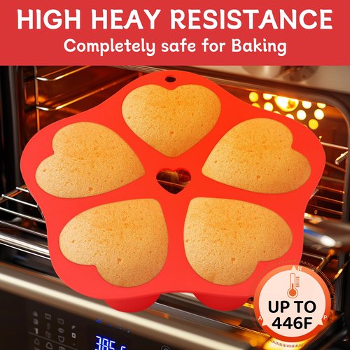 BMSQOFD Silicone Mini Air Fryer Muffin Pan Heart Cups for Oven Baking,1 pcs Egg Bite Mold Muffin Tins Cup Cake Pan Tray for Air Fryer Basket Liners Accessories Baking Muffin Cakes Pudding Pancake