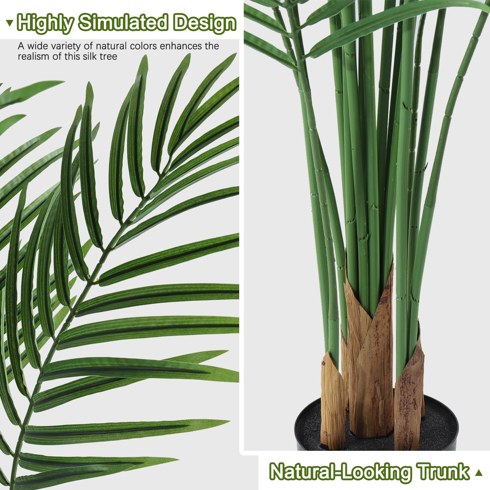 CyanGrove Artificial Palm Tree Outdoor 6ft, Large Fake Tropical Areca Palm Tree with 18 Trunks, Tall Faux Floor Plants for Indoor Outdoor-Living Rooms, Offices, Bedroom Home Decor