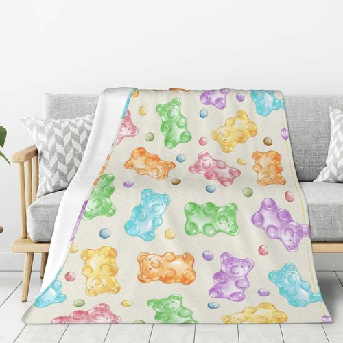 Gummy Bear Throw Blanket, 320GSM Flannel Blankets for Women Girls Kids Boys Men, Gummy Bears Blanket Super Soft Cozy for Bed Sofa Couch Gifts (Bears, 50"x40")