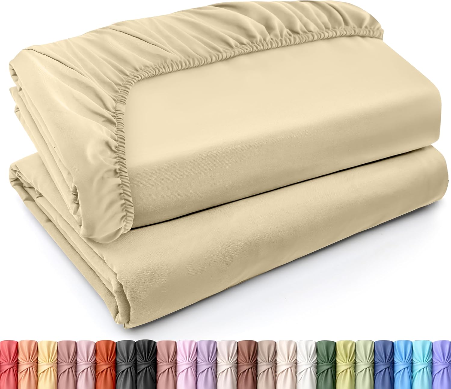 Utopia Bedding Queen Fitted Sheets - Soft Brushed Microfiber | Deep Pocket Design, Easy Care (Beige, 2-Pack)