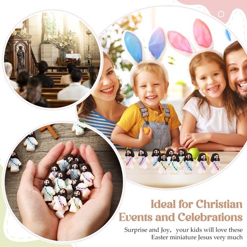 Bememo 25 Pcs Little Jesus Figures - Original Design Mini Rubber Toys for Christmas & Baptism Gifts | Macaron Colors