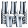 16 oz - 100 Count Metallic Plastic Cups, Disposable Plastic Party Cups for Easy Cleanup and Large Gatherings, Gold Metallic Cups for Birthdays, Parties, Christmas, and Everyday Use (Silver)