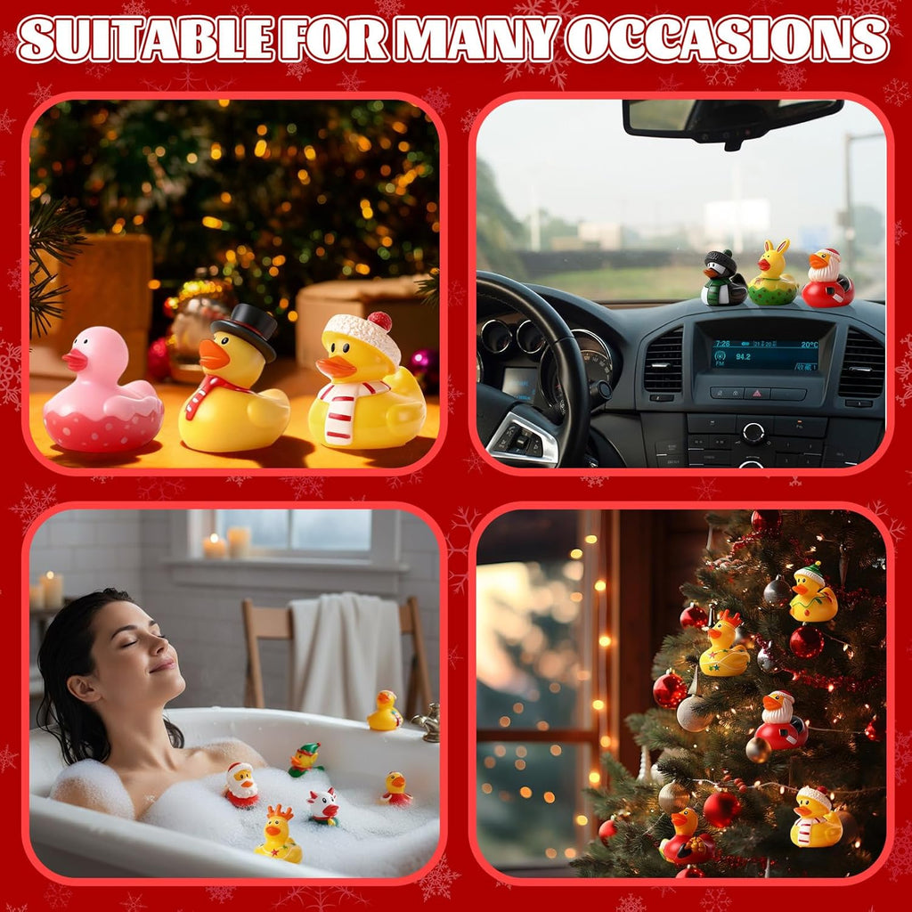 Sotiff Christmas Rubber Duck Bath Set - 24 Pcs Advent Calendar Surprise Ducky Gifts | Yellow-Green