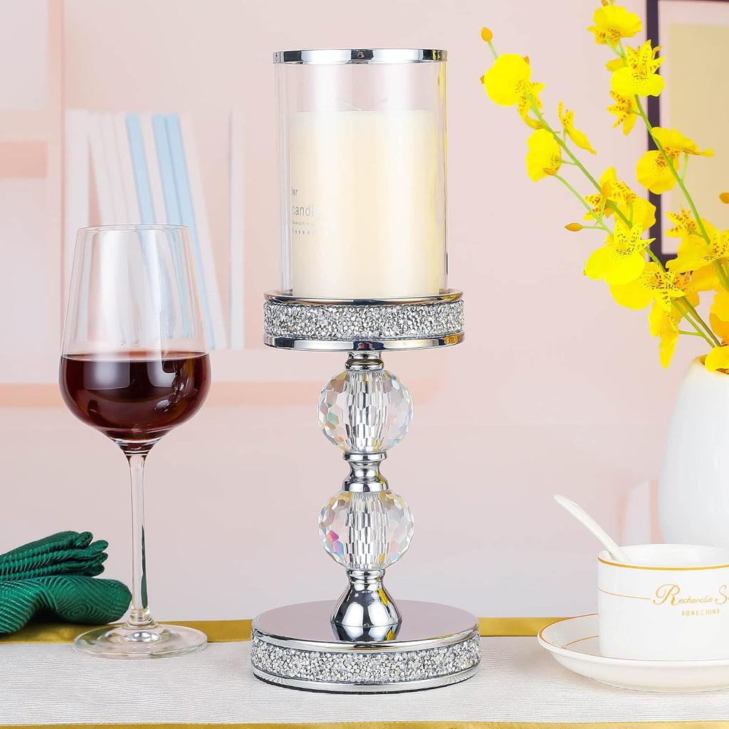 Regine Switzerland Crystal Candle Holders - Elegant Pillar Design for Weddings & Home Decor | Centerpieces