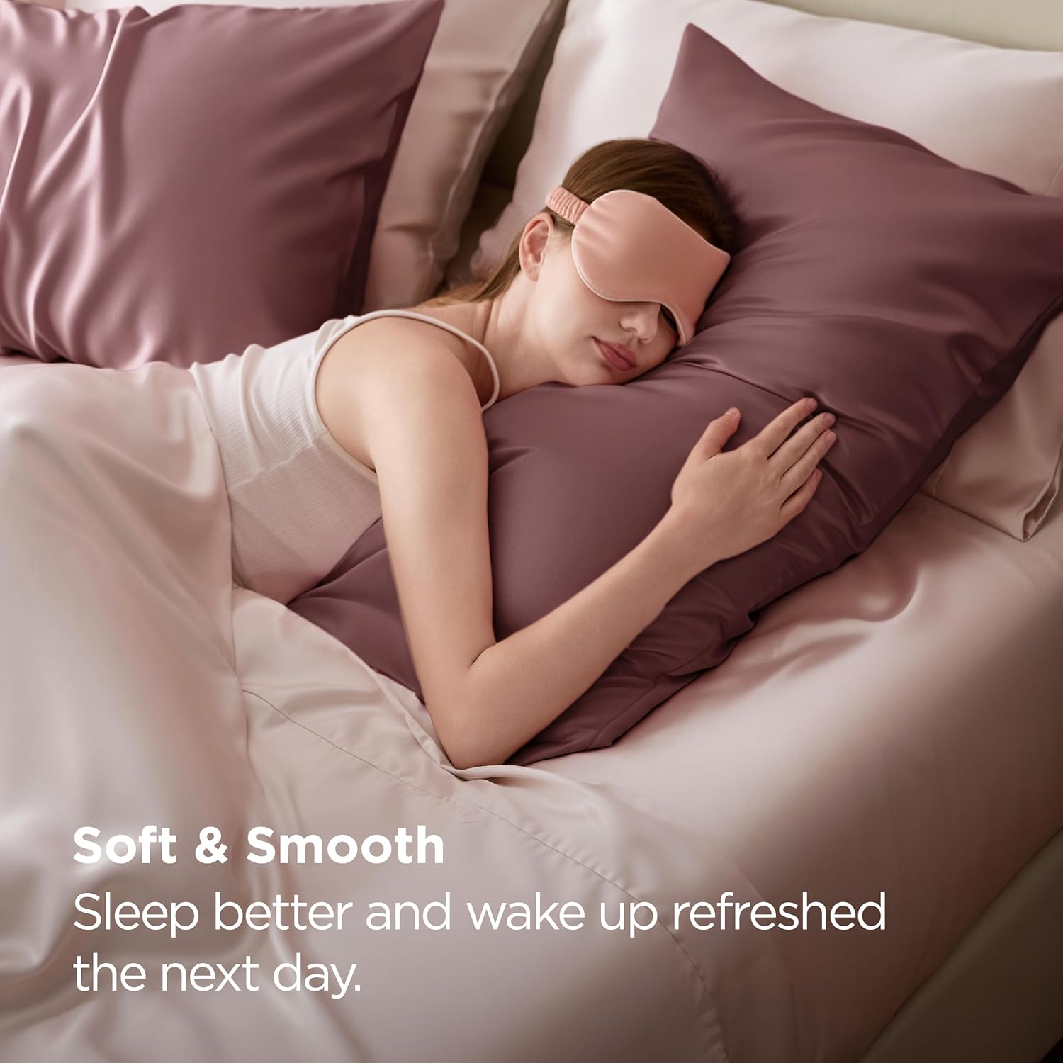 Bedsure King Size Satin Pillowcase Set - Nostalgia Rose Silky Cases for Hair & Skin | 20x36 Inches, 2-Pack