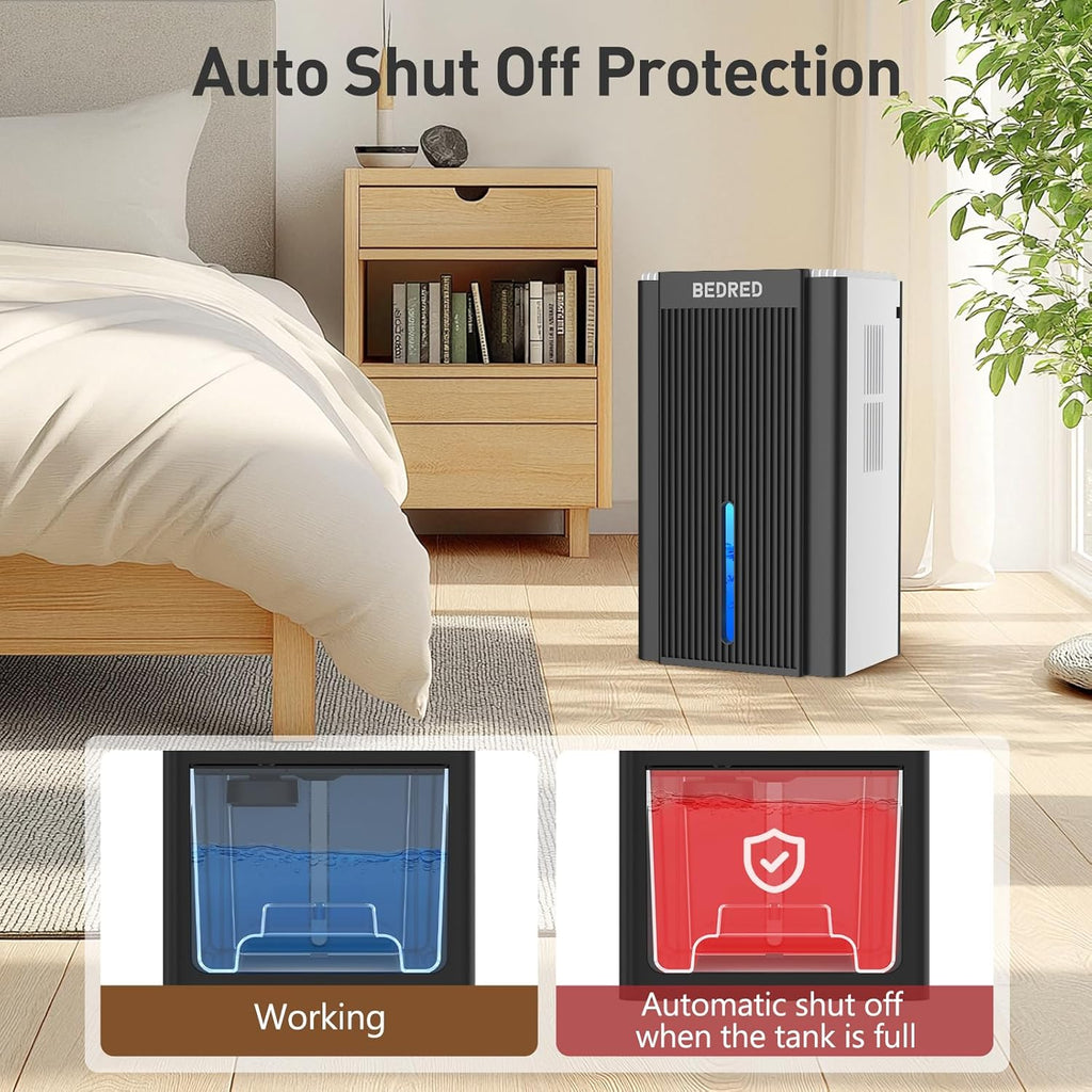 Skiennix 95OZ Dehumidifier for Home - Quiet Operation with Auto Shut Off & 7 Color Ambient Light | Ideal for 1000 Sq.Ft Spaces (White/Black)