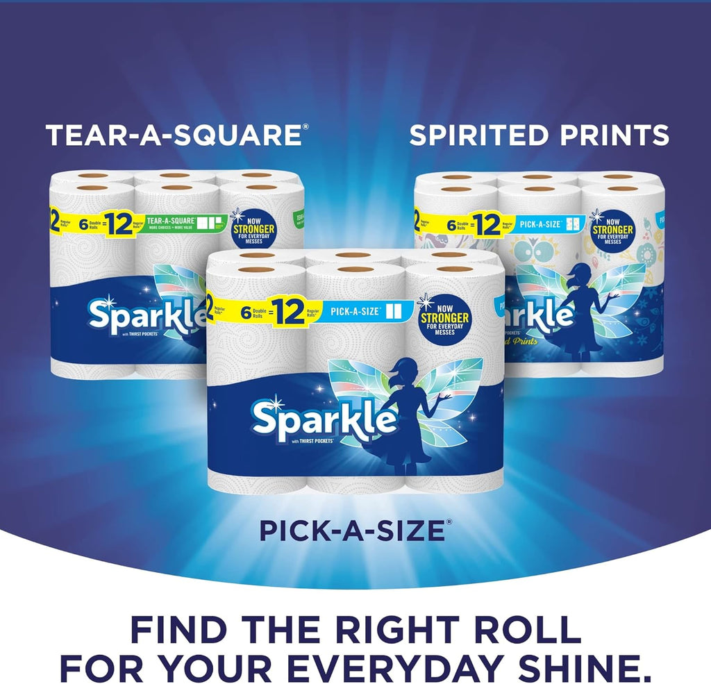 Sparkle Paper Towels - Pick-A-Size, 3 Triple Rolls, Convenient Pack of 2 for Easy Cleaning