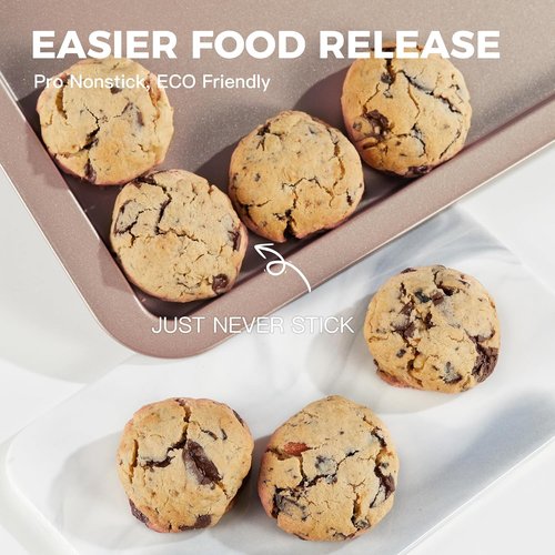 HONGBAKE Nonstick Baking Sheet Set - Premium Oven Pans with Wider Grips | 3 Pack Half, Jelly Roll & Quarter Trays