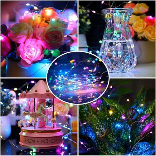 Mandiq Fairy Lights - 10ft Battery Operated String Lights with 30 LEDs | Multicolor Silver Wire for Festive Decor