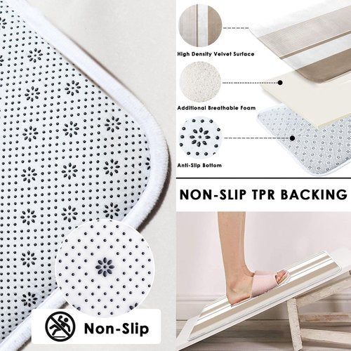 Tayney Beige Shower Curtain Set with Toilet Lid Cover and Non-Slip Rugs for Bathroom, Modern Striped Lines 4 Pcs Shower Curtain, Simple Abstract Bathroom Set with 12 Hooks