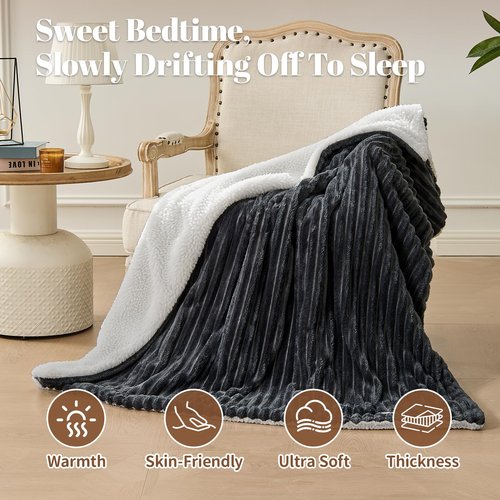 Easthome Electric Heated Blanket Queen Size Dual Control - 84"x90" Fast Heating Bed Blankets with 6 Heating Levels & 10 Hours Auto Off, Soft Ribbed Flannel, Over-Heat Protection ETL, Dark Gray