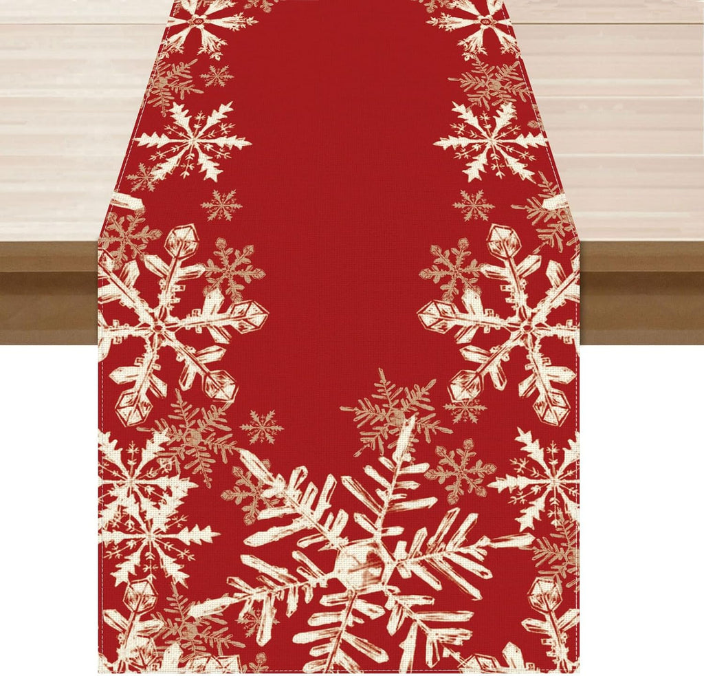 XCHI Red Snowflakes Table Runner - Winter Christmas Holiday Decor for Home Kitchen | 13x72 Inch